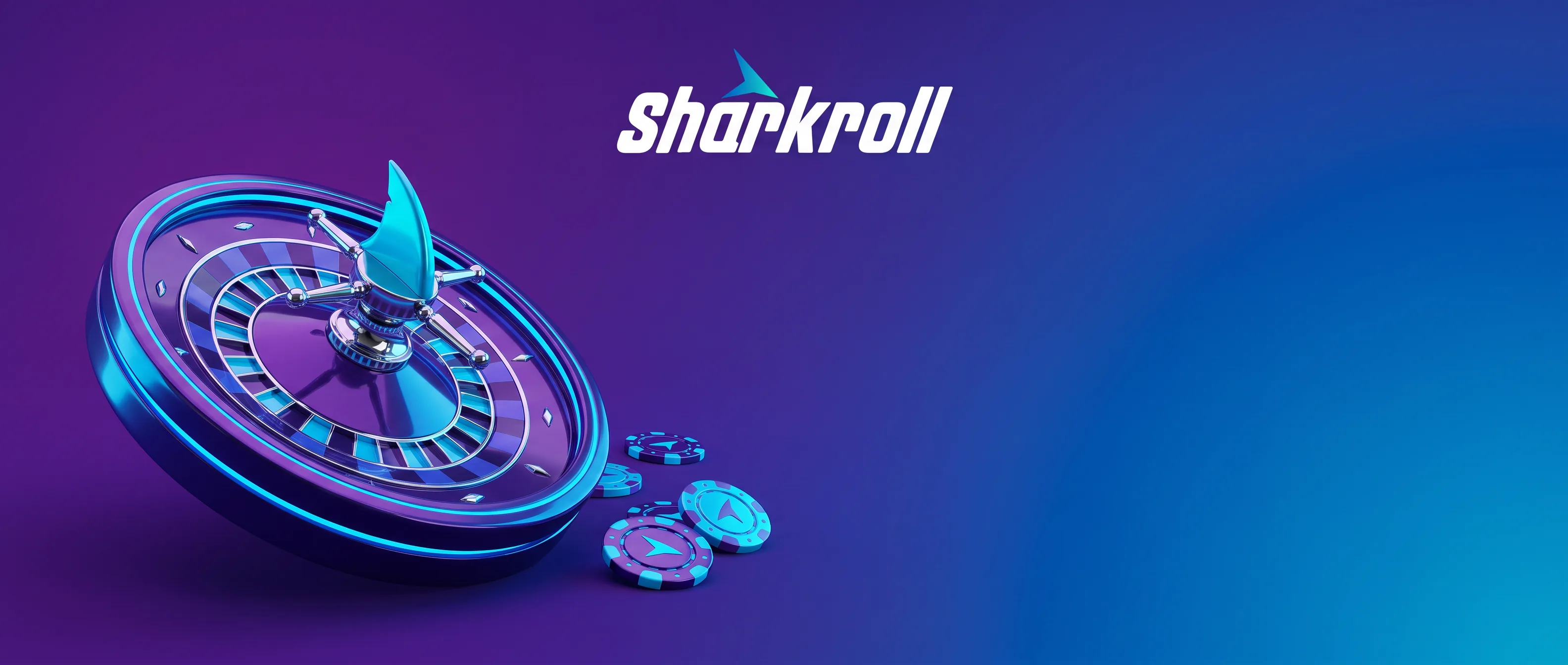 SharkRoll Roulette mit türkisfarbener Haifischflosse und Spielchips